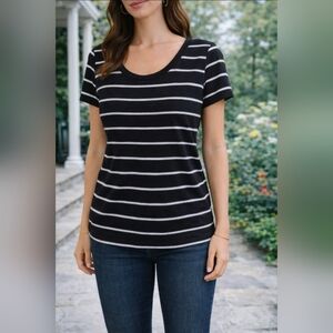 Black and White Striped Women's Top